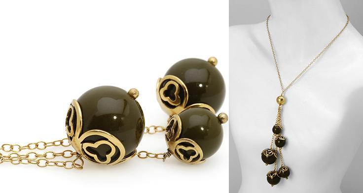 PILGRIM-116mm LARGE GREEN BEADS NECKLACE-58cm